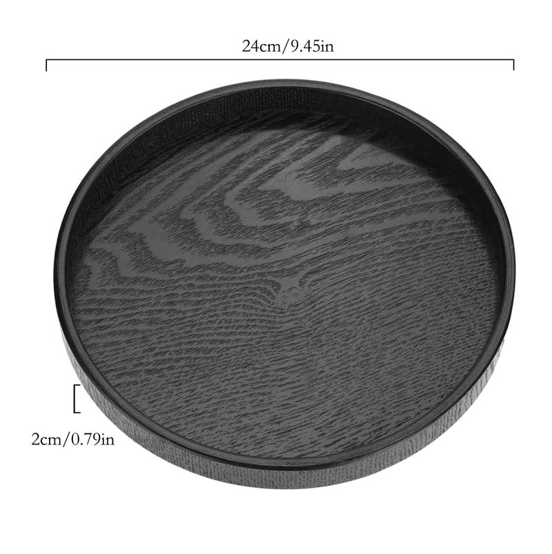 River Round Wood Serving Tray, Solid Wooden Decorative Tray Non-Slip Tea Coffee Table Tray Snack Plate Food Meals Serving Tray with Raised Edges for Home Decor Kitchen Restaurant (9.5inch, Black) - Image 5